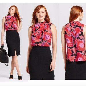 Who What Wear ruffle mock neck sleeveless top szM